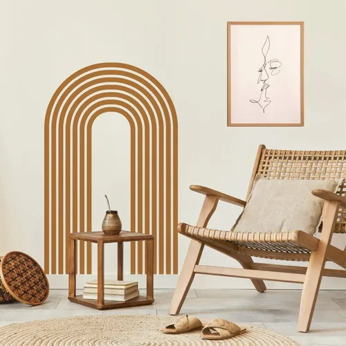 Vista 5 de Kazova - Calcomanía de arco de pared marrón - Grandes calcomanías modernas de estilo boho para cabecero, abstractas, retro, para despegar y pegar