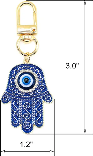 Vista 3 de Jasimkiss Llavero contra el mal de ojo, llavero de mano Hamsa, dije de protección para hombres y mujeres, llavero de automóvil, bolsa y accesorios