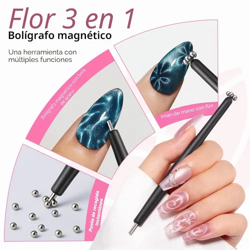 Vista 6 de modelones Imanes de uñas con imán de ojo de gato, ojo de gato, color marrón Juego de imanes de ojo de gato rosa bebé A A A