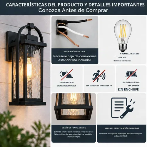 Vista 5 de Lámpara de pared para exteriores de 15 pulgadas, luz negra