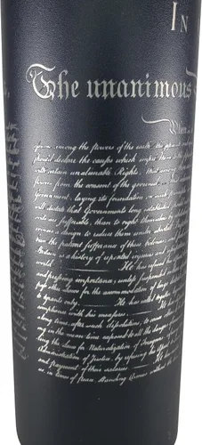 Vista 2 de Declaration of Independence - Botella de agua aislada de acero inoxidable de doble pared de 32 onzas, grabado de dos caras, grabado en Estados