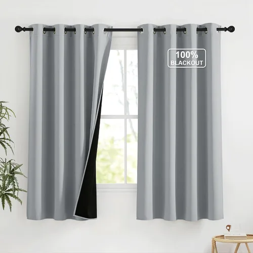 Vista 103 de NICETOWN Cortinas 100% Opacas Cortas de 36 Pulgadas de Largo para Dormitorio, Privacidad Aislamiento Térmico con Ojales Cortinas de Ventana