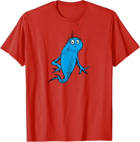 Vista 86 de Dr. Seuss Blue Fish Character - Camiseta con licencia oficial Negro