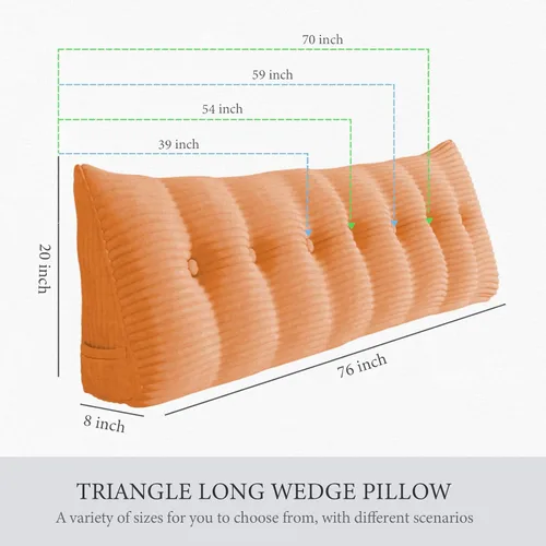 Vista 56 de Almohada de cabecera gruesa totalmente rellena tamaño Queen, cabecera acolchada suave y firme, soporte grande, triangular, almohada de cuña