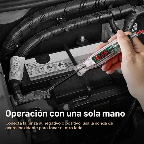Vista 6 de Probador de circuito automotriz digital LED premium, luz de prueba DC 2.6V-32V con cable de resorte extendido PU portátil, probador de bajo voltaje