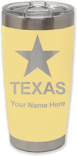 Vista 13 de LaserGram Vaso aislado al vacío de 20 onzas, bandera de Texas, grabado personalizado incluido (negro)