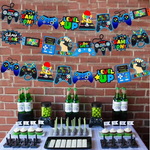 Vista 7 de 3 unidades de controlador de videojuegos, decoración de fiesta de video, decoración de cumpleaños para niños y niños, suministros de fiesta