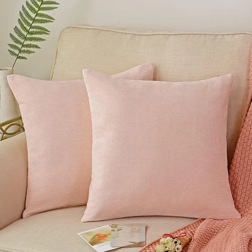 Vista 2 de Spring Garden Home Juego de 2 fundas de almohada pequeñas decorativas y suaves para verano, 16 x 16 pulgadas, color rosa crema