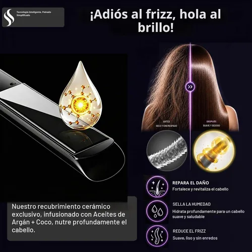 Vista 3 de Plancha y rizadora de cabello 2 en 1, doble voltaje 35 W, calentamiento