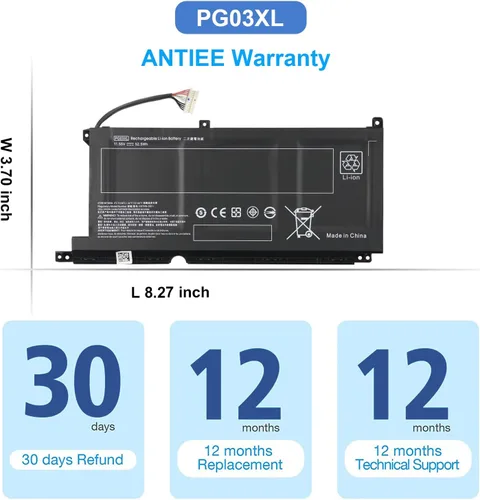 Vista 7 de ANTIEE PG03XL - Batería para portátil HP Pavilion Gaming 15-dk0xxx 15-dk1xxx 15-dk2xxx 15-ec0xxx 15-ec1xxx 15-ec2xxx 15-dk0015la 16-a0xxx
