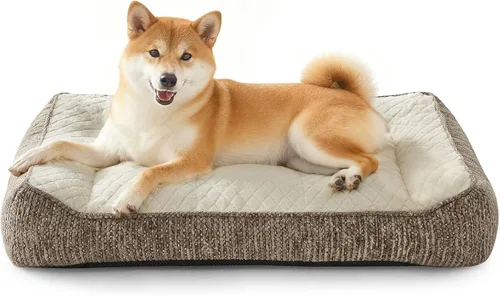 Vista 20 de JOEJOY Camas ortopédicas XL para perros de tamaño grande, extra gruesas, con apoyo y laterales, sofá cama ultrasuave para perros grandes, color Beige