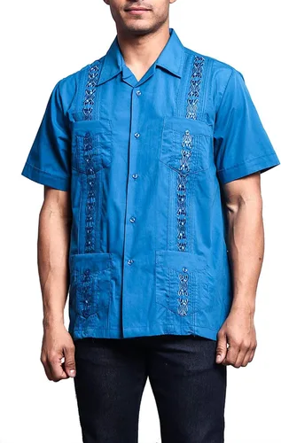 Vista 30 de G-style EE. UU. Remera playera mangas cortas de guayabera cubana para hombres