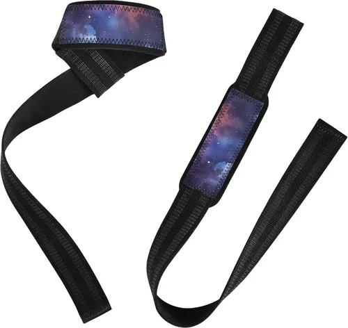 Vista 2 de Purple Gradient Starry Sky Lifting Wrist Straps for Weightlifting, Bodybuilding, Strength Training Padded Neoprene