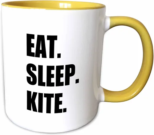 Vista 13 de 3dRose Eat Sleep Kite - Kitesurf kitesurf kitesurf surf 11oz Bicolor Negro Taza