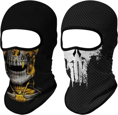 Vista 37 de Pasamontañas 3D, máscara de cara completa, resistente al viento, máscara de esquí con calavera táctica para motocicleta, ciclismo, Halloween 4