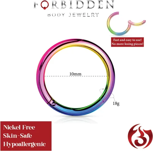 Vista 30 de Forbidden Body Jewelry - Piercing para la nariz de acero quirúrgico 316L con bisagra, 14G, 16G, 18G, diámetro de 15/64, 5/16, 25/64, 15/32 pulgadas