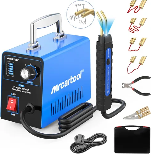 Vista 9 de Kit de soldador de plástico con 600 piezas de grapas calientes 110 V máquina de soldadura de plástico kit de reparación de parachoques de coche, 80