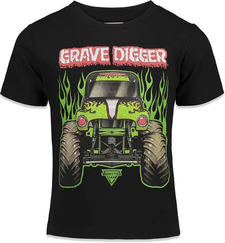 Vista 2 de Monster Jam Paquete de 3 camisetas gráficas para niños de Trucks, Negro