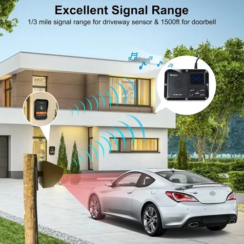 Vista 2 de Alarma solar inalámbrica para entrada con pieza adicional de timbre, sistema de seguridad inalámbrico multifuncional para el hogar, batería