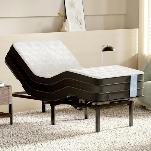 Vista 9 de FLEXISPOT S3K-Lite Base de Marco de Cama Ajustable Tamaño King, Sin Espacio, Inclinación Independiente de Cabeza y Pie, Gravedad Cero, Control