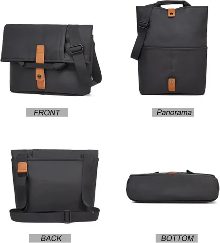Vista 3 de Bolso de mensajero de lona vintage elegante bolsa de hombro plegable bolsa de hombro de lona pesada para hombres y mujeres Clásico simple vintage