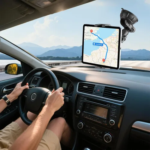 Vista 2 de PLDHPRO Soporte universal para tablet para salpicadero y parabrisas de automóvil, soporte universal para iPad con ventosa para teléfonos y tabletas