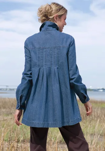 Vista 6 de Woman Within Chaqueta vaquera con espalda plisada para mujer, Multi