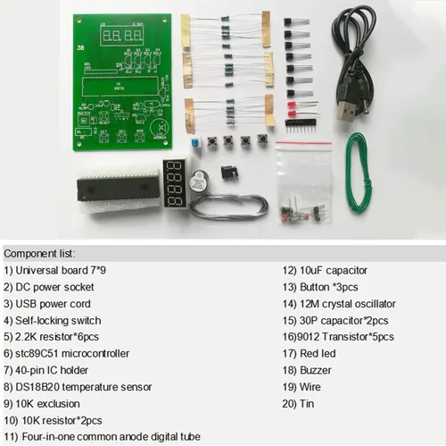 Vista 2 de Kits de práctica de soldadura DIY DS18B20 Módulo de sensor de temperatura Kits electrónicos DIY Kit de proyecto de soldadura 32.0-210.2 °F