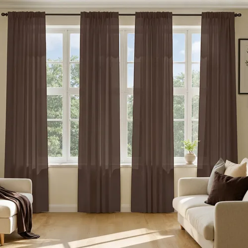 Vista 55 de MIULEE Cortinas traslúcidas marrón oscuro de 96 pulgadas de largo, 4