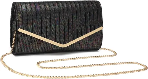 Vista 2 de FZOWVIR Bolso de noche para mujer, bolso de boda brillante para fiesta, baile de graduación, bolsas cruzadas formales con purpurina, Negro