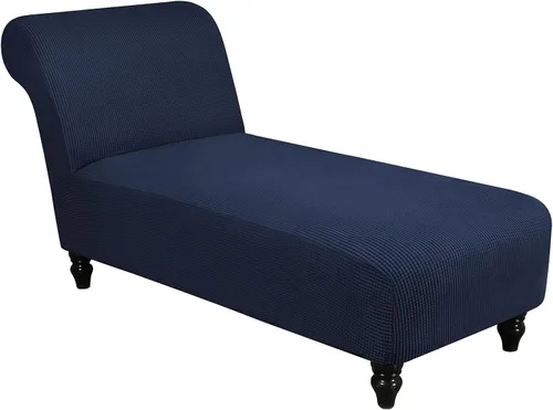 Vista 2 de Funda para tumbona sin brazos, fundas elásticas para tumbonas para sala de estar, funda de chaise lounge sin brazos, fundas de interior para Azul