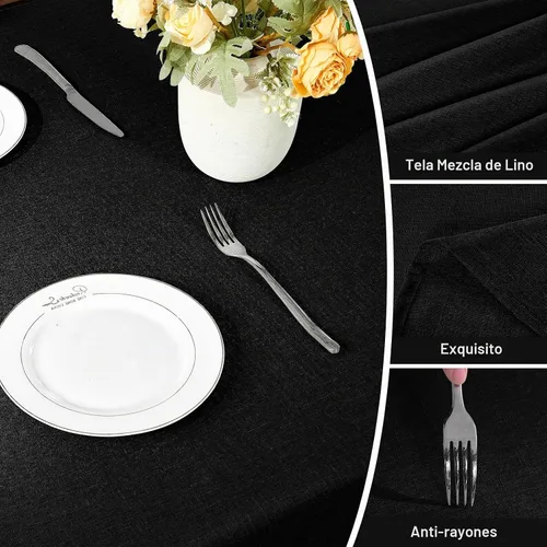 Vista 3 de IVAPUPU Mantel de Lino Texturizado para Mesa Rectangular - Mantel de Tela Impermeable Rectangular Sin Arrugas Limpiable Cubierta de Comedor