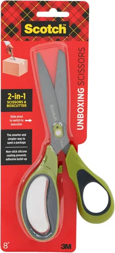 Vista 13 de Tijeras Scotch Multiusos de Acero Inoxidable de 8 Pulgadas, 2 Pares, Rojo y Gris, Ideales para Cortar Papel de Envoltorio de Regalos Navideños