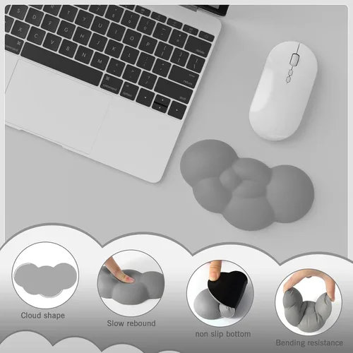 Vista 2 de Reposamuñecas ergonómico para mouse con posavasos, almohadilla de espuma viscoelástica suave para mouse computadora, laptop, oficina, PC