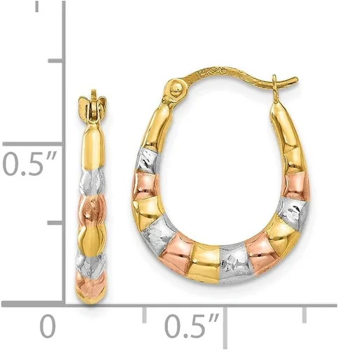 Vista 3 de Auriga Fine Jewelry Aretes de aro festoneados huecos chapados en rodio blanco y rosa de 14 quilates (L-0.630 in, W-0.551 in) regalo para mujer