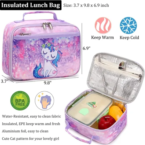 Vista 7 de JIANYA Mochila para niñas y niños, mochilas para libros, lindas y ligeras, *Gato azul claro, Mochila escolar para niña preescolar de jardín