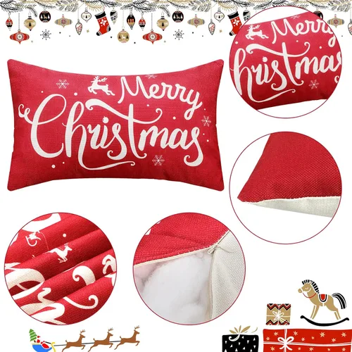 Vista 3 de Tatuo - 2 fundas de almohada navideñas de 20 x 12 pulgadas, rectangulares