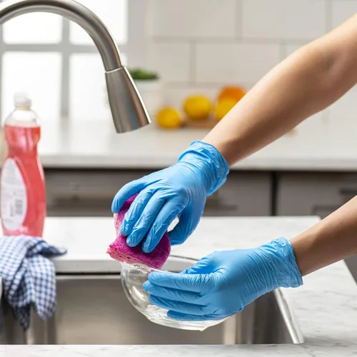 Vista 3 de Comfy Package Guantes de plástico desechables de mezcla de vinilo sintético no estériles, sin polvo ni látex