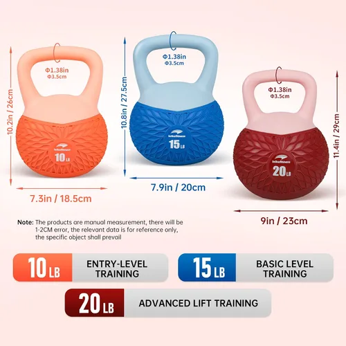 Vista 4 de Leikefitness Pesas rusas suaves, peso de agarre antideslizante para mujeres y hombres, pesas rusas acolchadas para entrenamiento de fuerza seguras