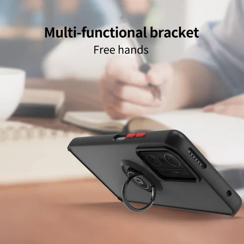 Vista 5 de QUIETIP Funda compatible con Xiaomi 12T/12T Pro, TPU + PC duro a prueba de golpes, anillo magnético para montaje en coche, cubierta de parachoques