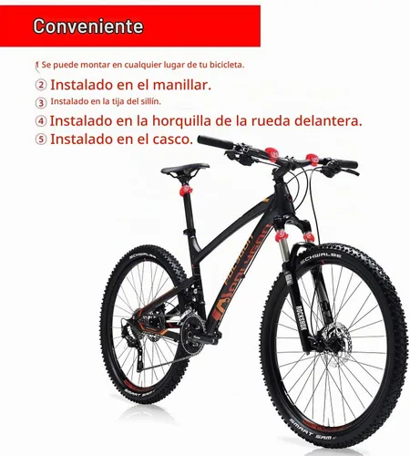 Vista 6 de Paquete de 8 luces de bicicleta, juego de luces LED de silicona para bicicleta, 4 faros delanteros de bicicleta y 4 luces traseras (rojo y blanco)