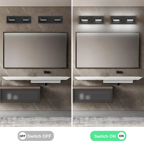 Vista 4 de Lámparas LED modernas de 2 luces LED para tocador de baño (15.5 pulgadas, blanco frío 6000 K), accesorios de iluminación de pared de baño