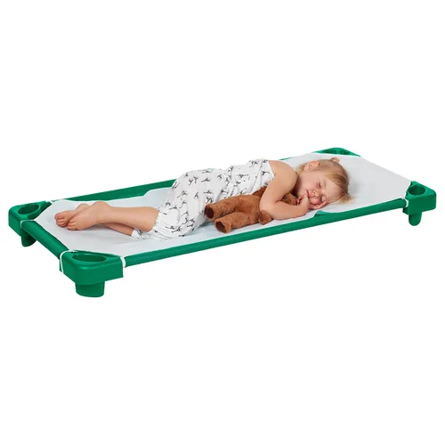 Vista 12 de ECR4Kids Catre Infantil Apilable, Listo para Ensamblar, Tamaño Estándar, Mobiliario de Aula, Verde, Paquete de 6 Breathable mesh, GREENGUARD Gold
