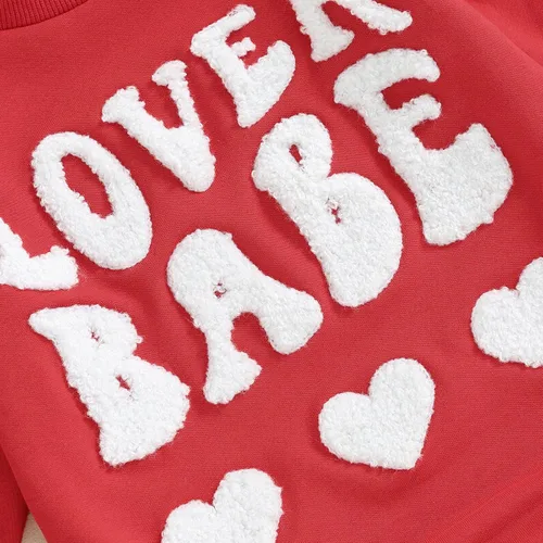 Vista 72 de SOLILOQUY Traje de manga larga con cuello redondo para el primer día de San Valentín para bebé niño y niña, mameluco de corazón de amor