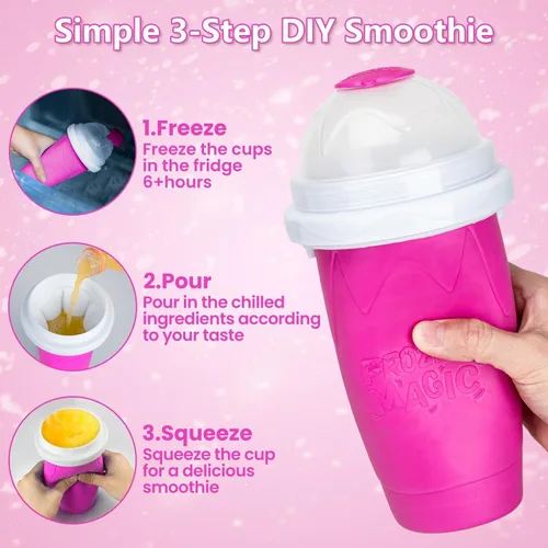 Vista 5 de Paydaan Paquete de 2 tazas mágicas para granizar, máquina de bebidas congeladas instantáneas, máquina de granizado reutilizable de doble capa