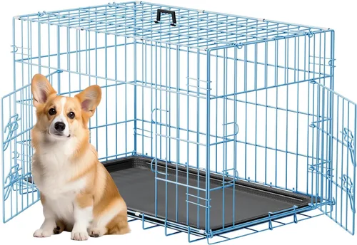 Vista 46 de [Usado] FDW Jaula para perros pequeños de 24 pulgadas plegable de metal con alambre para mascotas, doble puerta con panel divisor para interiores