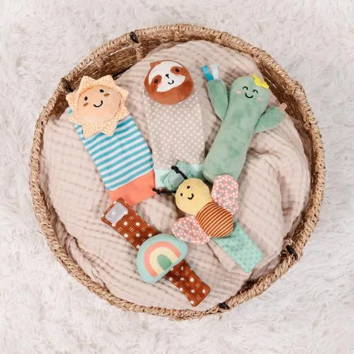 Vista 6 de The Peanutshell Sock Rattles Set of 5 - Calcetines Sonajero Girl Boy, Juguetes para Bebé 0-6-12 Meses, Animal Recién Nacido Alto Contraste Bebé