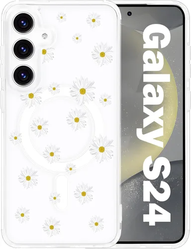 Vista 13 de Funda magnética para Samsung Galaxy S22 Ultra Flower, compatible con MagSafe, patrón floral transparente a prueba de golpes, parte trasera