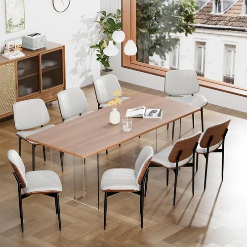Vista 33 de YaFiti Juego de 2 sillas de comedor, sillas de comedor y cocina modernas de mediados de siglo, sillas tapizadas de piel sintética con diamantes