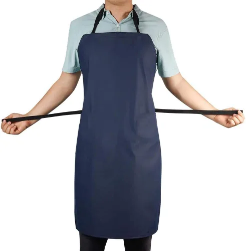 Vista 6 de Delantal de PVC impermeable, 41.5 '' de largo, azul, unisex adulto, delantal de trabajo de cocina Delantal industrial químico ligero de 41.5 "para